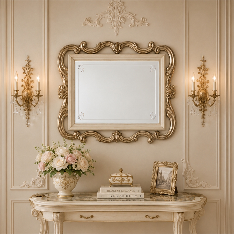 Platine de Royale Wood Wall Mirror - Champagne
