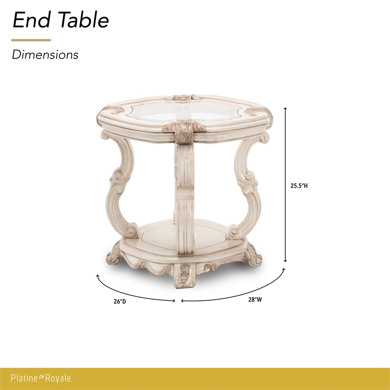 Platine de Royale Traditional Wood End Table - Champagne Ivory