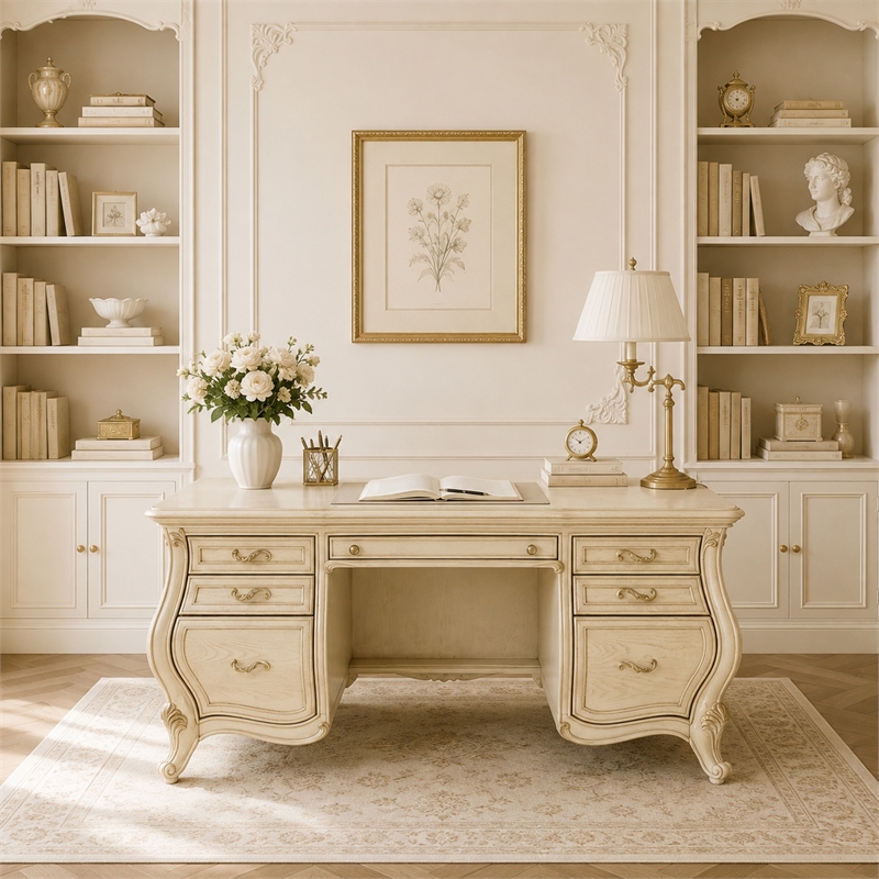Platine de Royale Wood Desk - Champagne Ivory