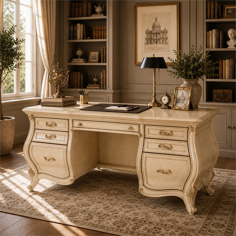 Platine de Royale Wood Desk - Champagne Ivory