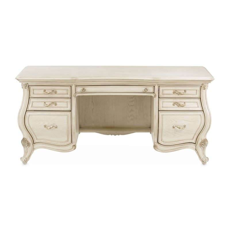 Michael Amini Platine de Royale Wood Desk - Champagne Ivory
