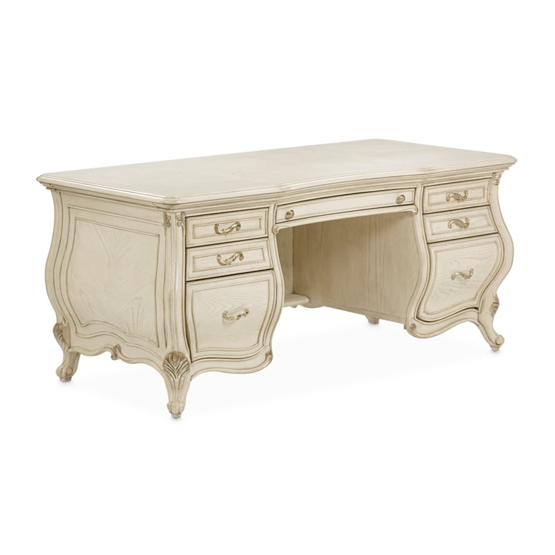 Michael Amini Platine de Royale Wood Desk - Champagne Ivory