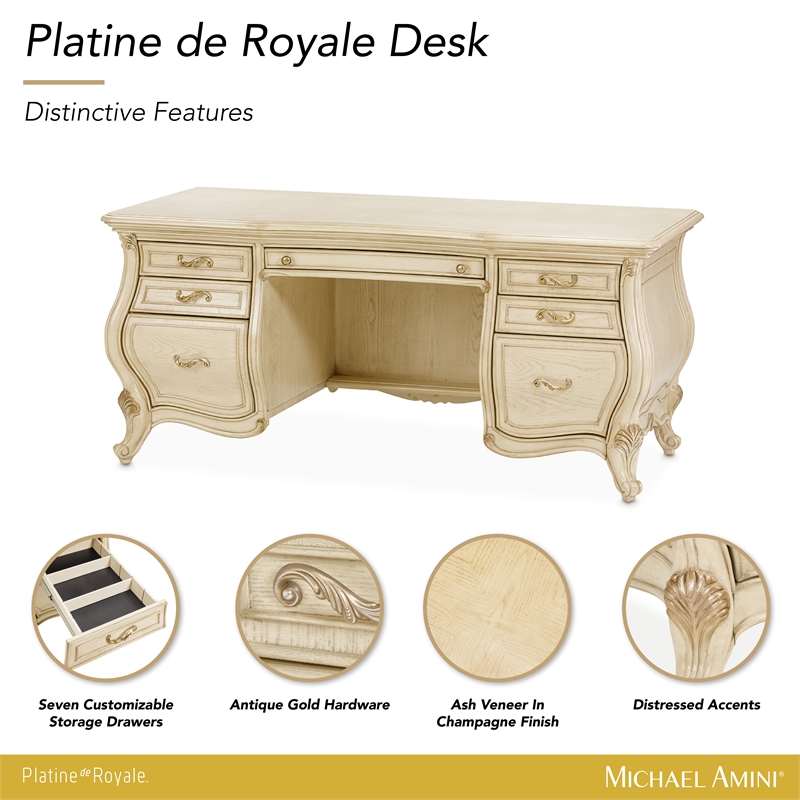 Platine de Royale Wood Desk - Champagne Ivory