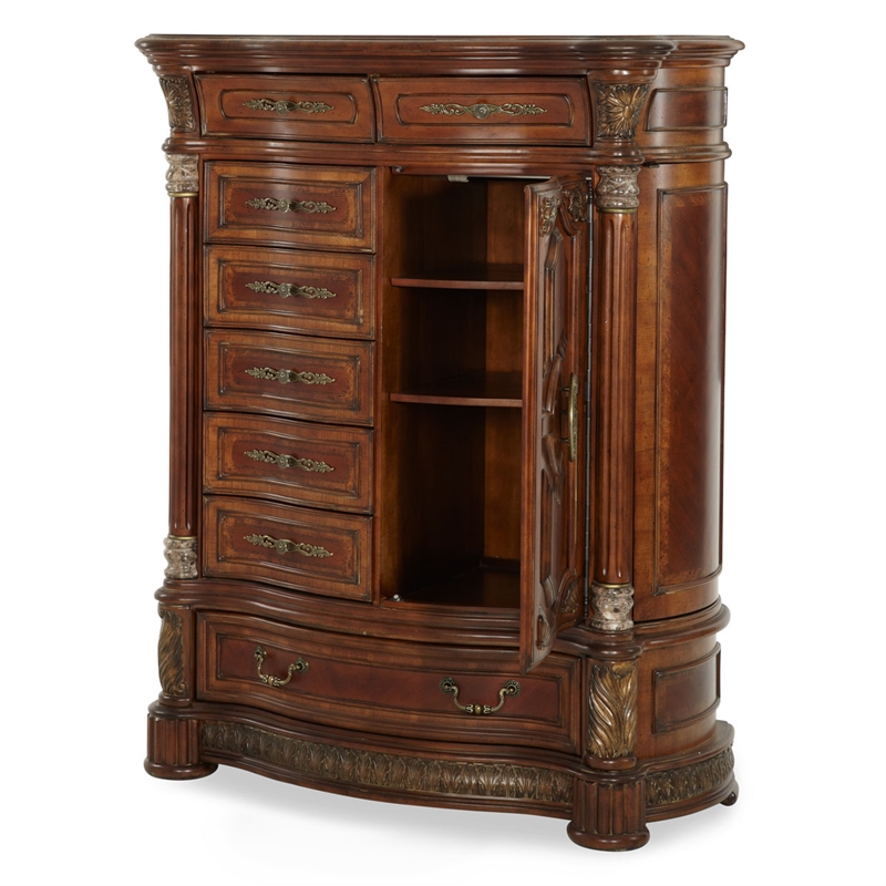 Michael Amini Villa Valencia Wood Gentleman's Chest - Classic Chestnut