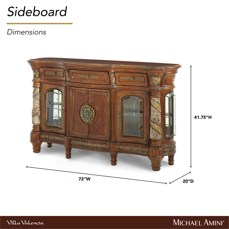 Michael Amini Villa Valencia Wood Sideboard - Classic Chestnut