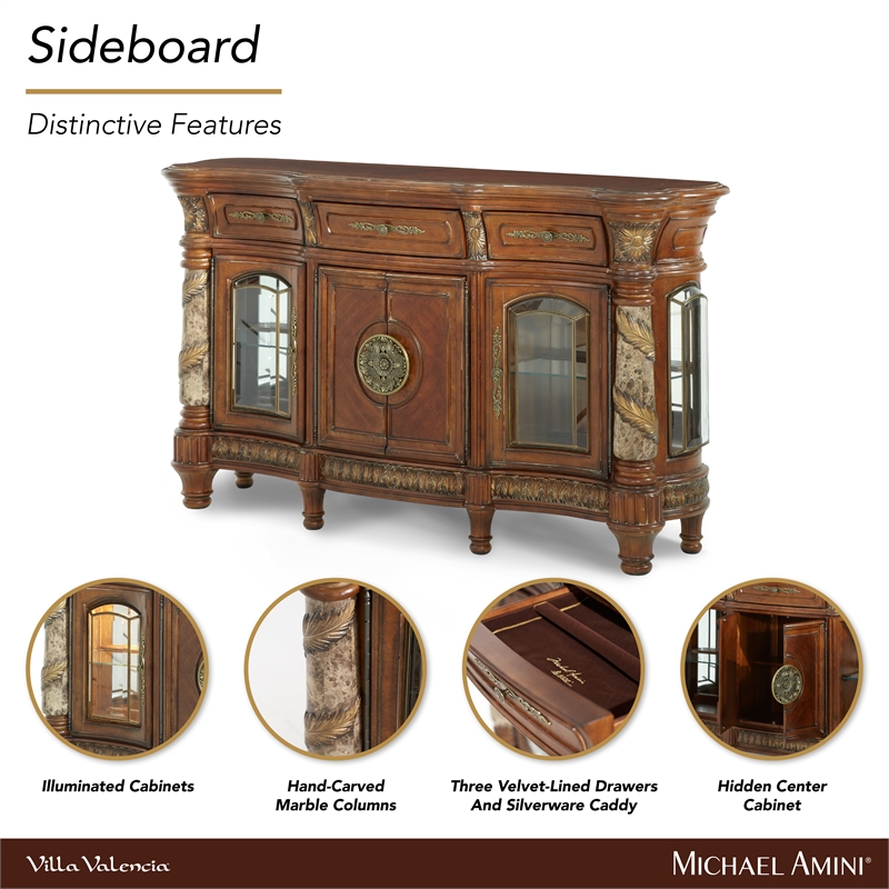 Michael Amini Villa Valencia Wood Sideboard - Classic Chestnut