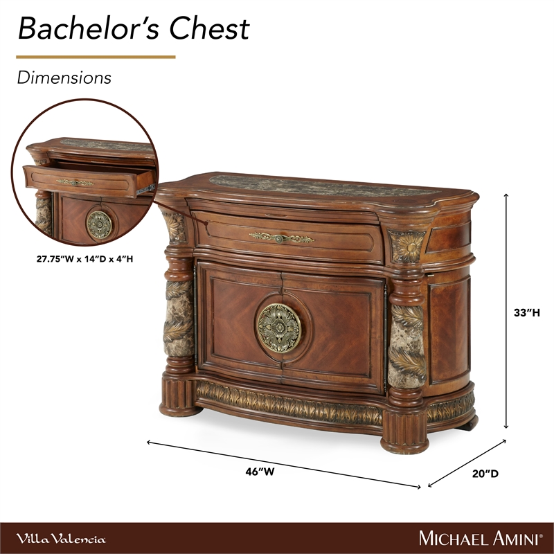 Michael Amini Villa Valencia Wood Bachelor's Chest - Classic Chestnut