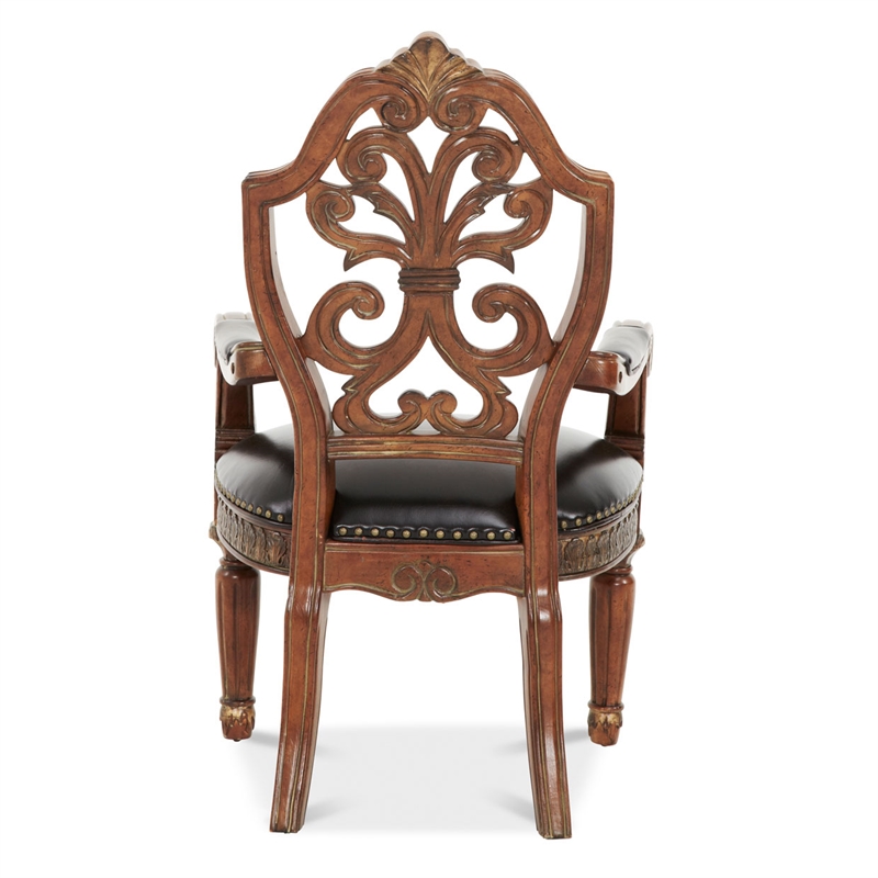 Michael Amini Villa Valencia Wood and Leather Desk Chair - Classic Chestnut