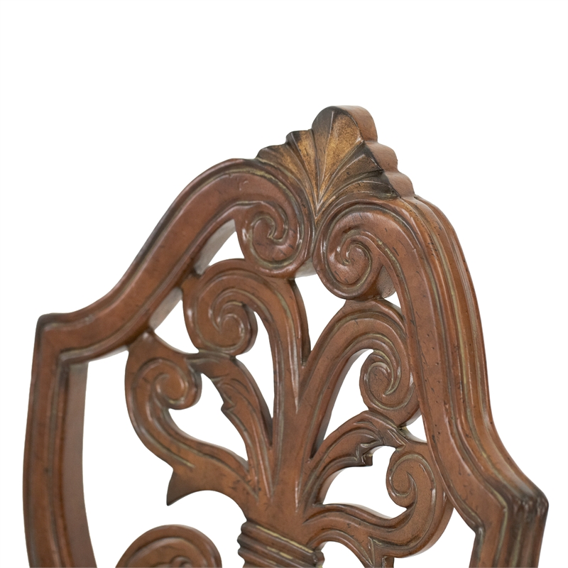 Michael Amini Villa Valencia Wood and Leather Desk Chair - Classic Chestnut
