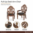 Michael Amini Villa Valencia Wood and Leather Desk Chair - Classic Chestnut
