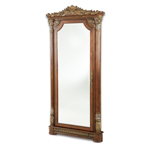 Michael Amini Villa Valencia Wood Floor Mirror with Storage - Classic Chestnut