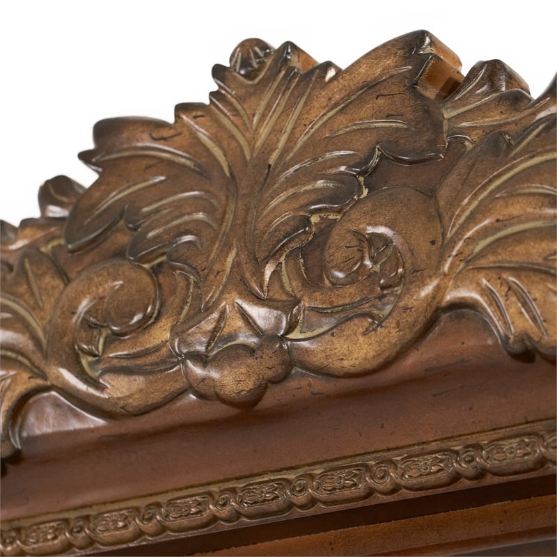 Michael Amini Villa Valencia Wood Floor Mirror with Storage - Classic Chestnut