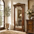 Michael Amini Villa Valencia Wood Floor Mirror with Storage - Classic Chestnut