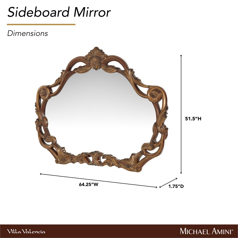 Michael Amini Villa Valencia Wood Wall Accent Mirror - Classic Chestnut