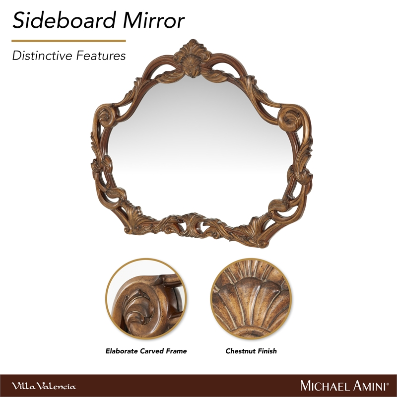 Michael Amini Villa Valencia Wood Wall Accent Mirror - Classic Chestnut