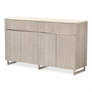 Michael Amini Marin 66&quotW Stainless Steel & MDF Sideboard in Greige Beige