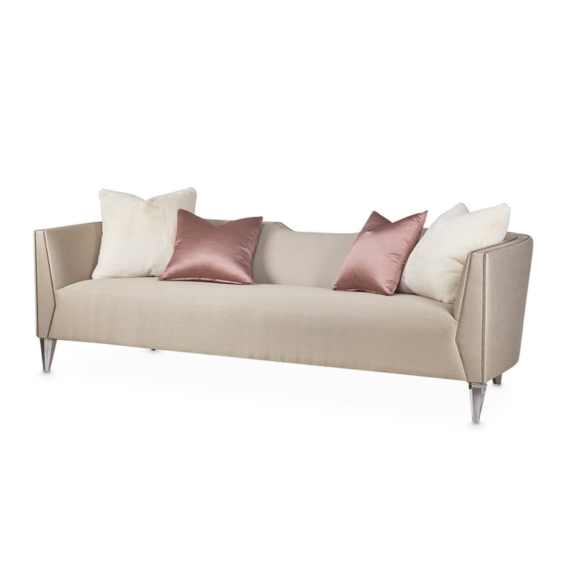 Michael Amini Linea Sofa - Metallic/Silver Mist