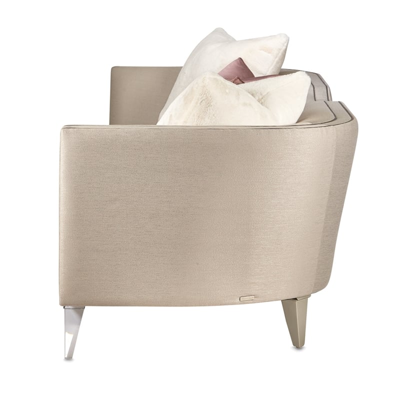 Michael Amini Linea Sofa - Metallic/Silver Mist