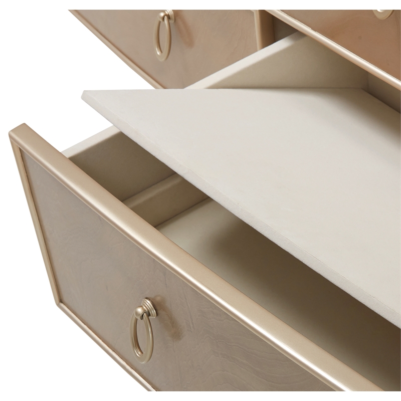 MICHAEL AMINI Villa Cherie 6-Drawers Bedroom Dresser with Mirror in Caramel