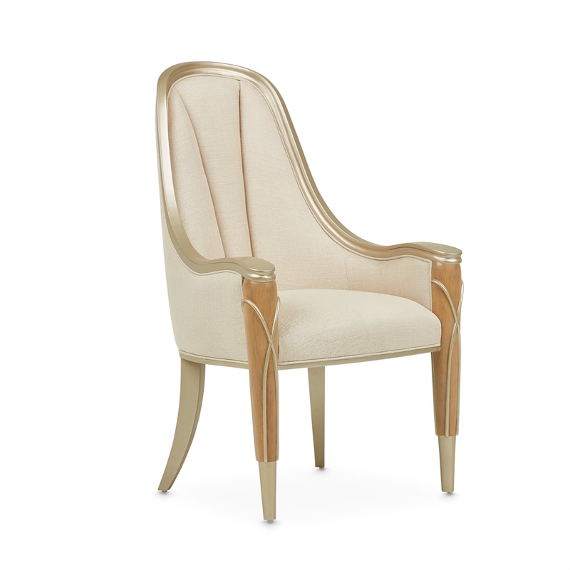 Michael Amini Villa Cherie Wood & Fabric Dining Arm Chair - Caramel