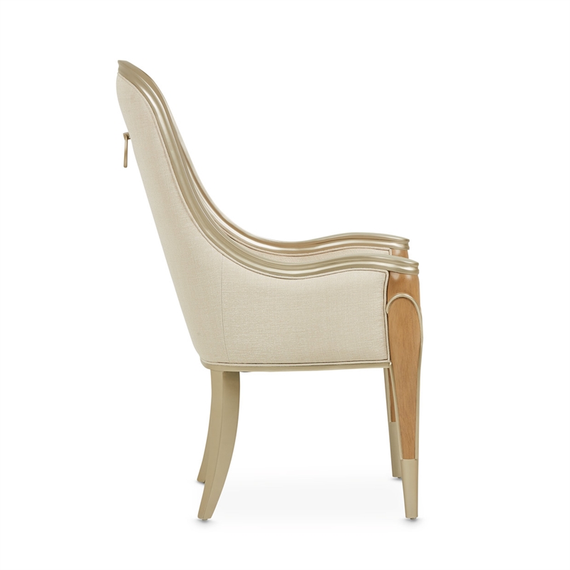 Michael Amini Villa Cherie Wood & Fabric Dining Arm Chair - Caramel