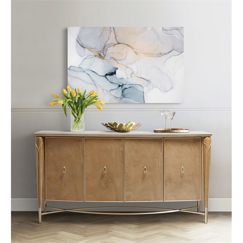 Michael Amini Villa Cherie Wood & Marble Sideboard - Caramel