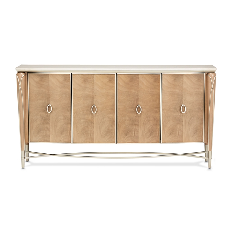 Michael Amini Villa Cherie Wood & Marble Sideboard - Caramel