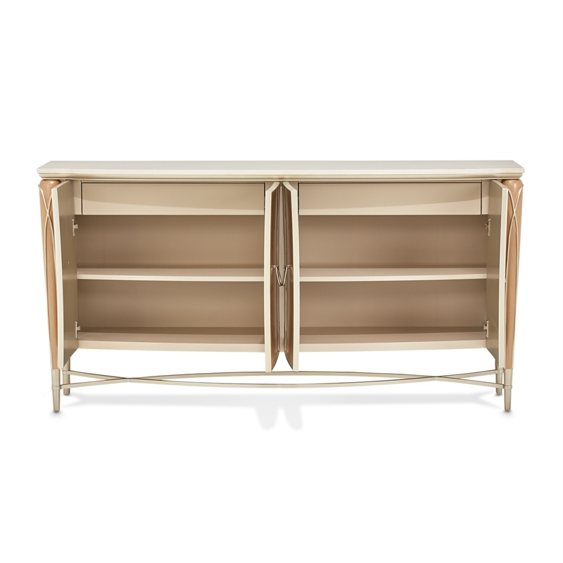 Michael Amini Villa Cherie Wood & Marble Sideboard - Caramel