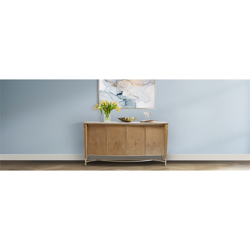Michael Amini Villa Cherie Wood & Marble Sideboard - Caramel