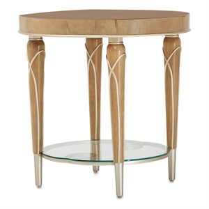 Michael Amini Villa Cherie Wood & Glass End Table - Caramel