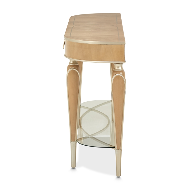 Michael Amini Villa Cherie Wood & Glass Console Table - Caramel