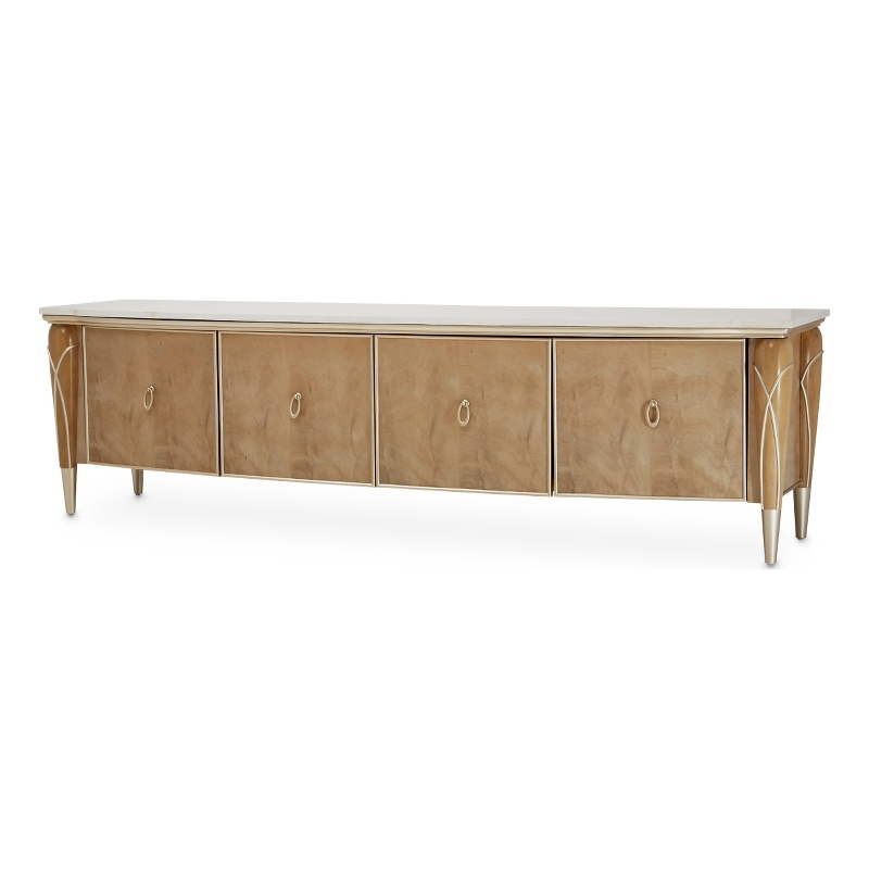 Michael Amini Villa Cherie Wood & Marble Media Cabinet - Caramel
