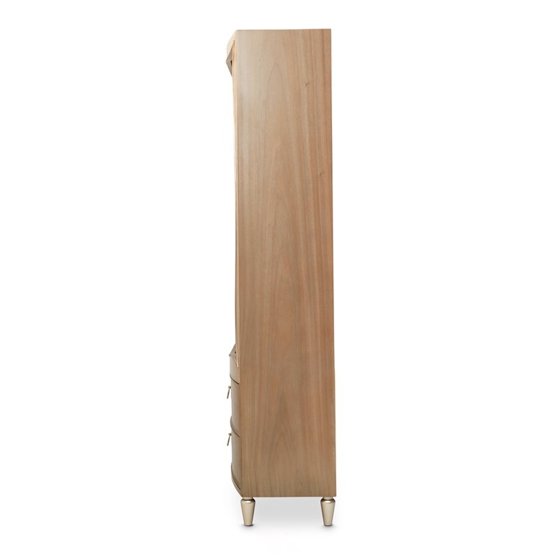 Michael Amini Villa Cherie Bookcase with LED Lighting - Caramel Wood