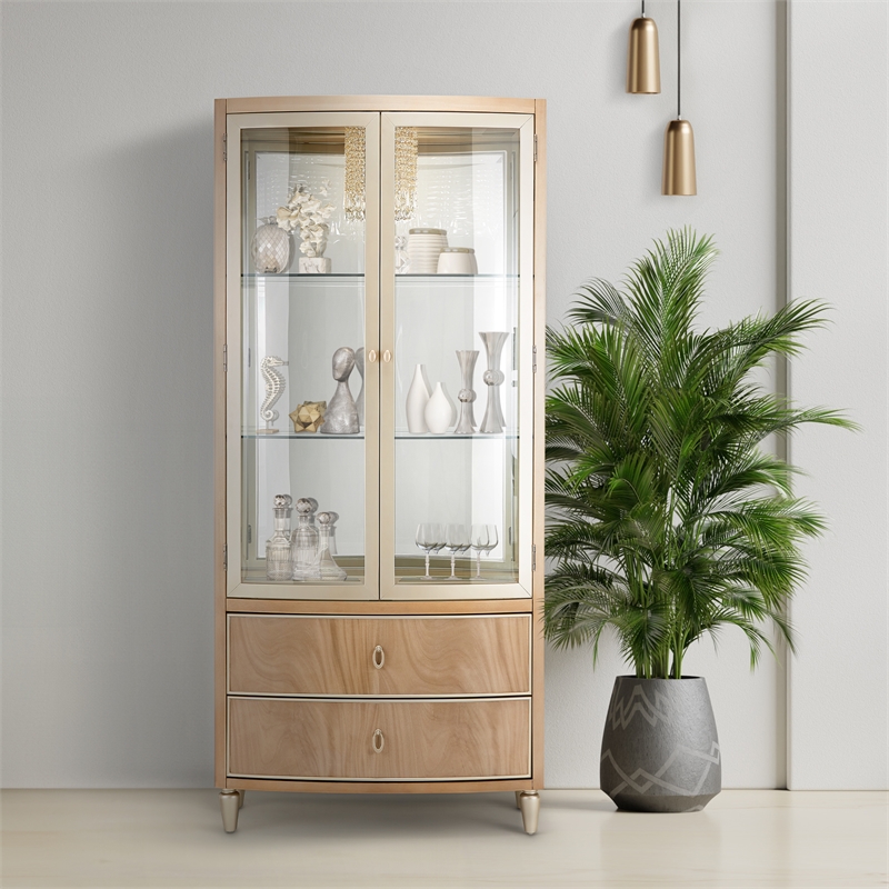Michael Amini Villa Cherie Display Cabinet - Caramel
