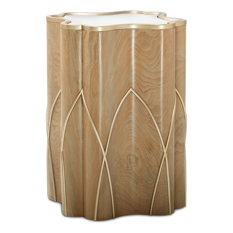 Michael Amini Villa Cherie Chairside Table - Caramel