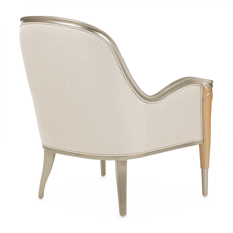 Michael Amini Villa Cherie Accent Chair - Pearl Fabric/Caramel