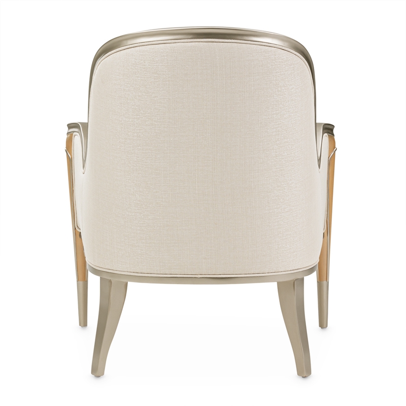 Michael Amini Villa Cherie Accent Chair - Pearl Fabric/Caramel