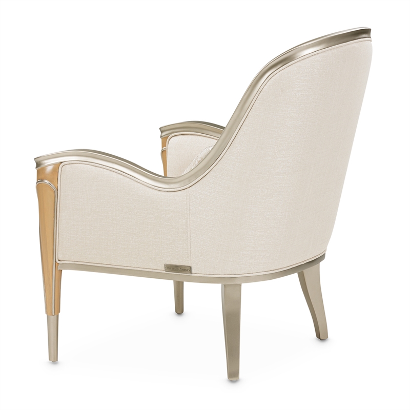 Michael Amini Villa Cherie Accent Chair - Pearl Fabric/Caramel