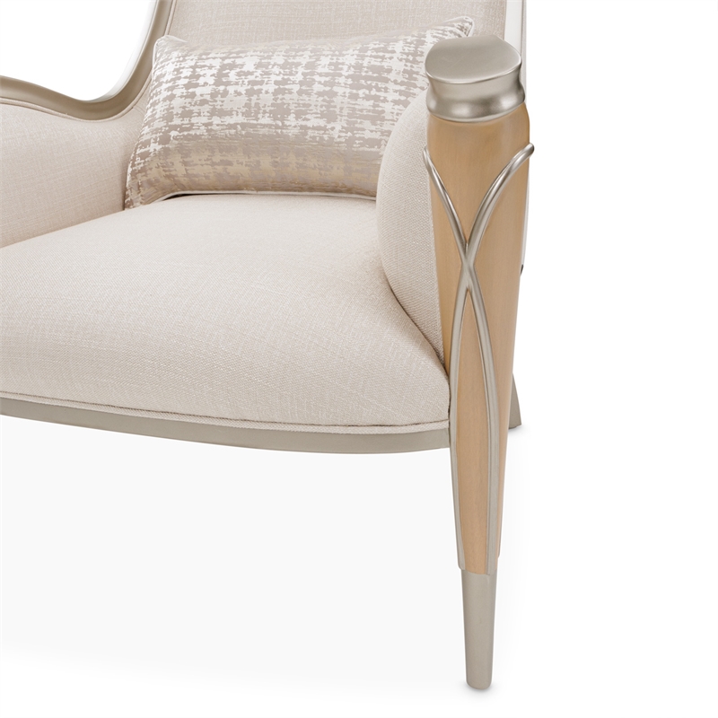 Michael Amini Villa Cherie Accent Chair - Pearl Fabric/Caramel