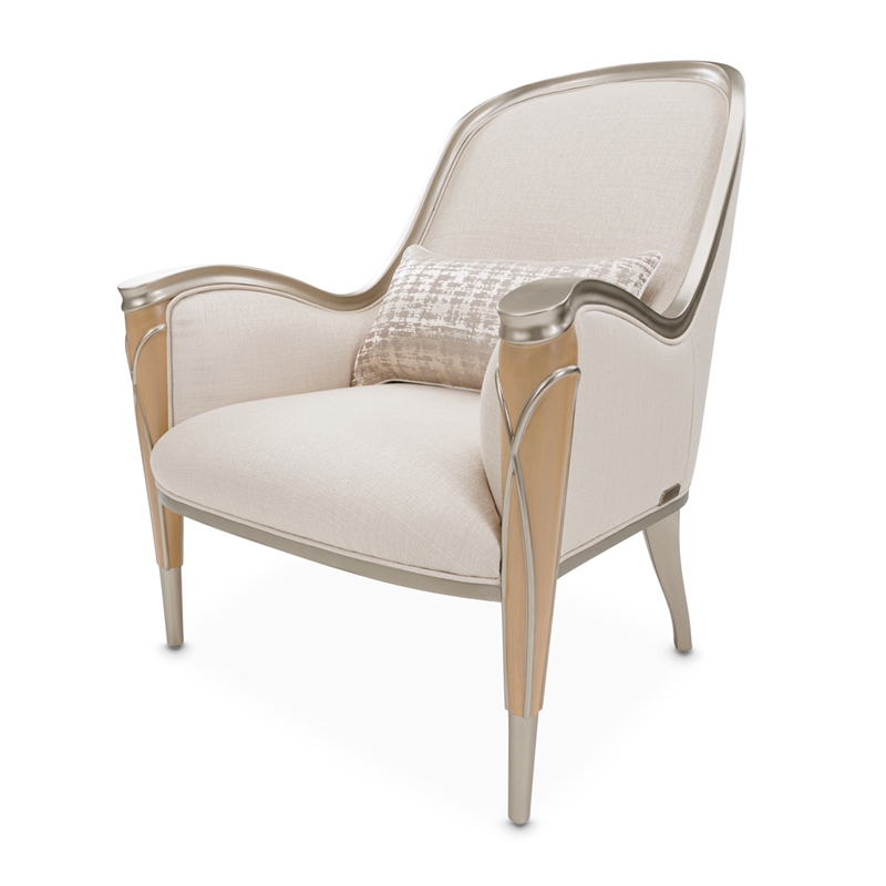 Michael Amini Villa Cherie Accent Chair - Pearl Fabric/Caramel