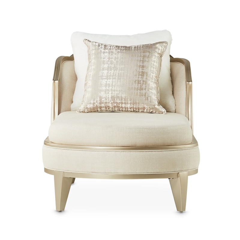 Michael Amini Villa Cherie Chaise - Pearl/Caramel