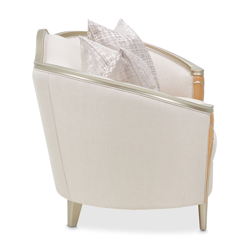 Michael Amini Villa Cherie Loveseat - Pearl Fabric/Caramel