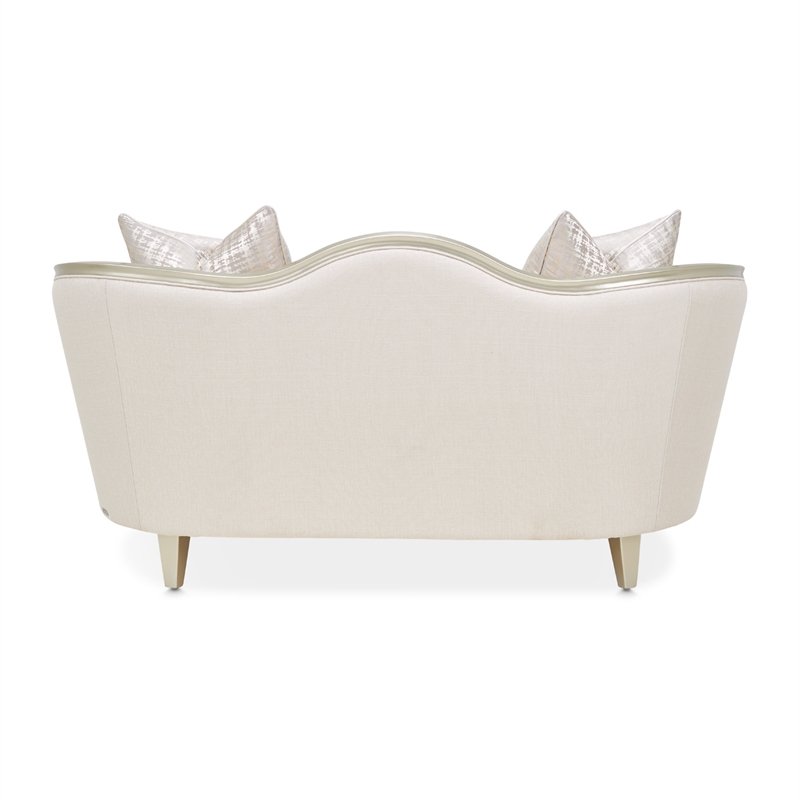 Michael Amini Villa Cherie Loveseat - Pearl Fabric/Caramel