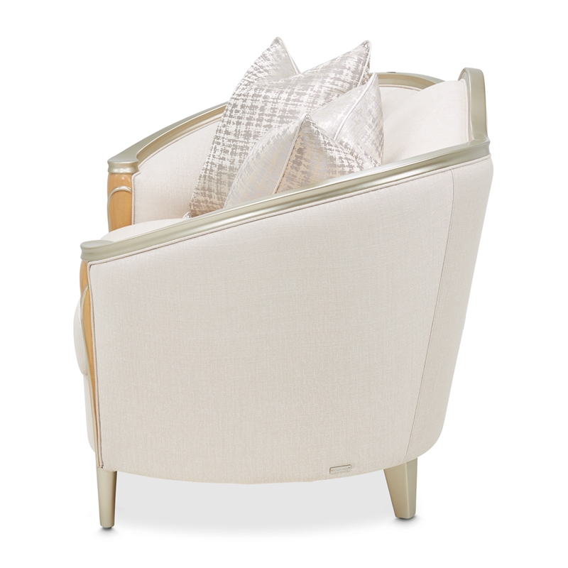 Michael Amini Villa Cherie Loveseat - Pearl Fabric/Caramel