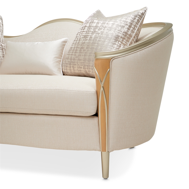 Michael Amini Villa Cherie Loveseat - Pearl Fabric/Caramel