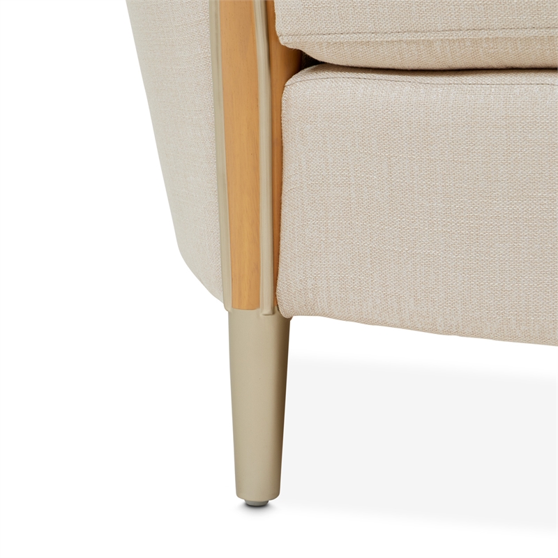 Michael Amini Villa Cherie Loveseat - Pearl Fabric/Caramel