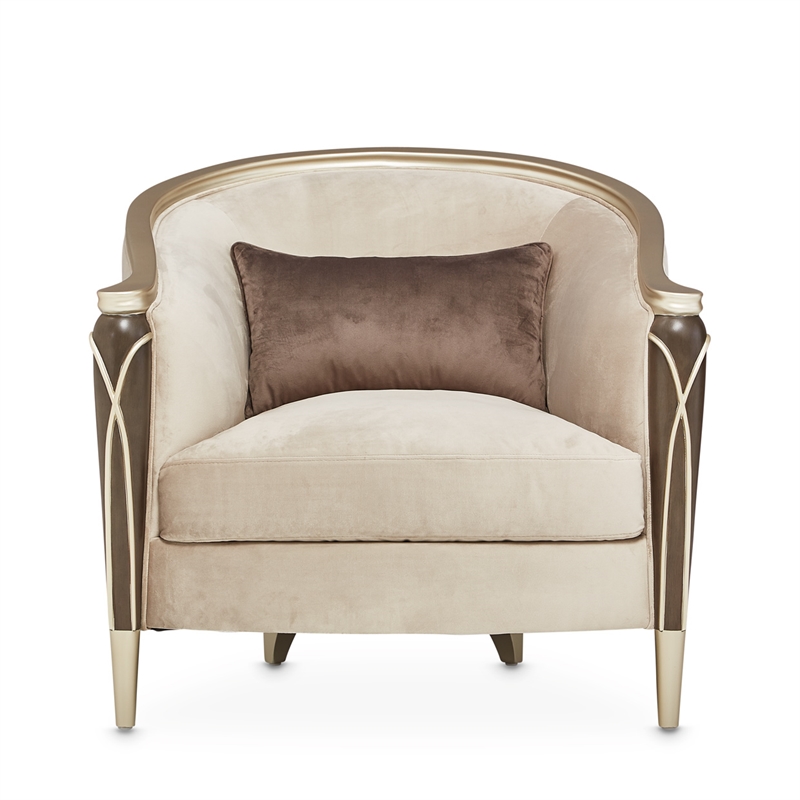 Michael Amini Villa Cherie Matching Velvet Chair in Porcini/Hazelnut Brown