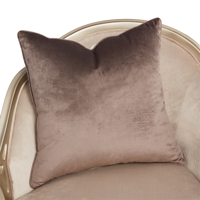 Michael Amini Villa Cherie Velvet Chaise in Porcini/Chardonnay Brown