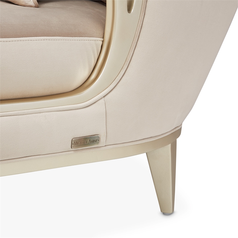Michael Amini Villa Cherie Velvet Chaise in Porcini/Chardonnay Brown
