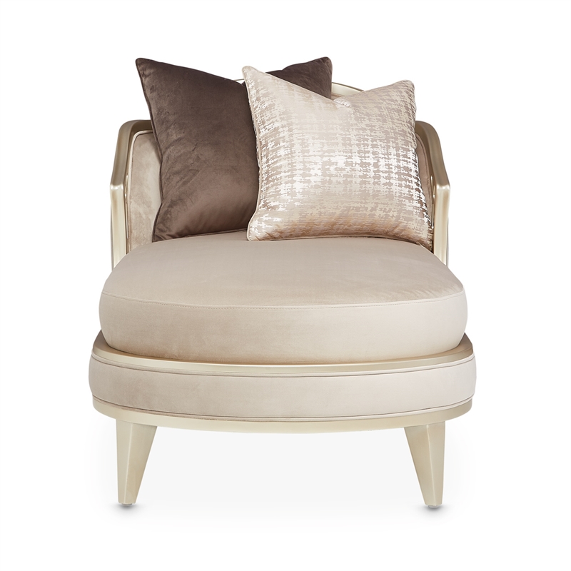 Michael Amini Villa Cherie Velvet Chaise in Porcini/Chardonnay Brown
